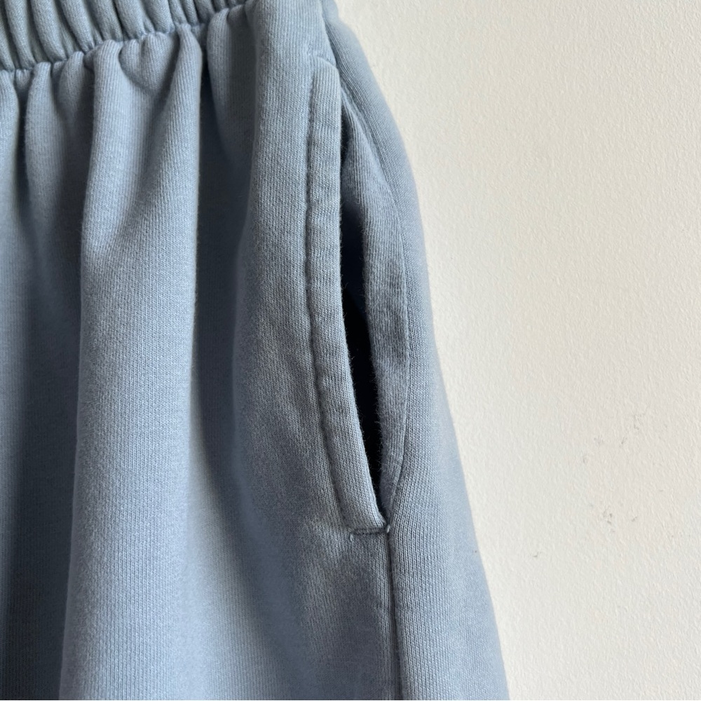 Brandy Melville light blue grey raw distressed hem elastic band sweat shorts - Picture 2 of 5